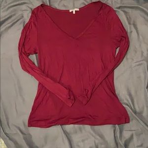 Charlotte Russe Maroon V Neck Long Sleeve
